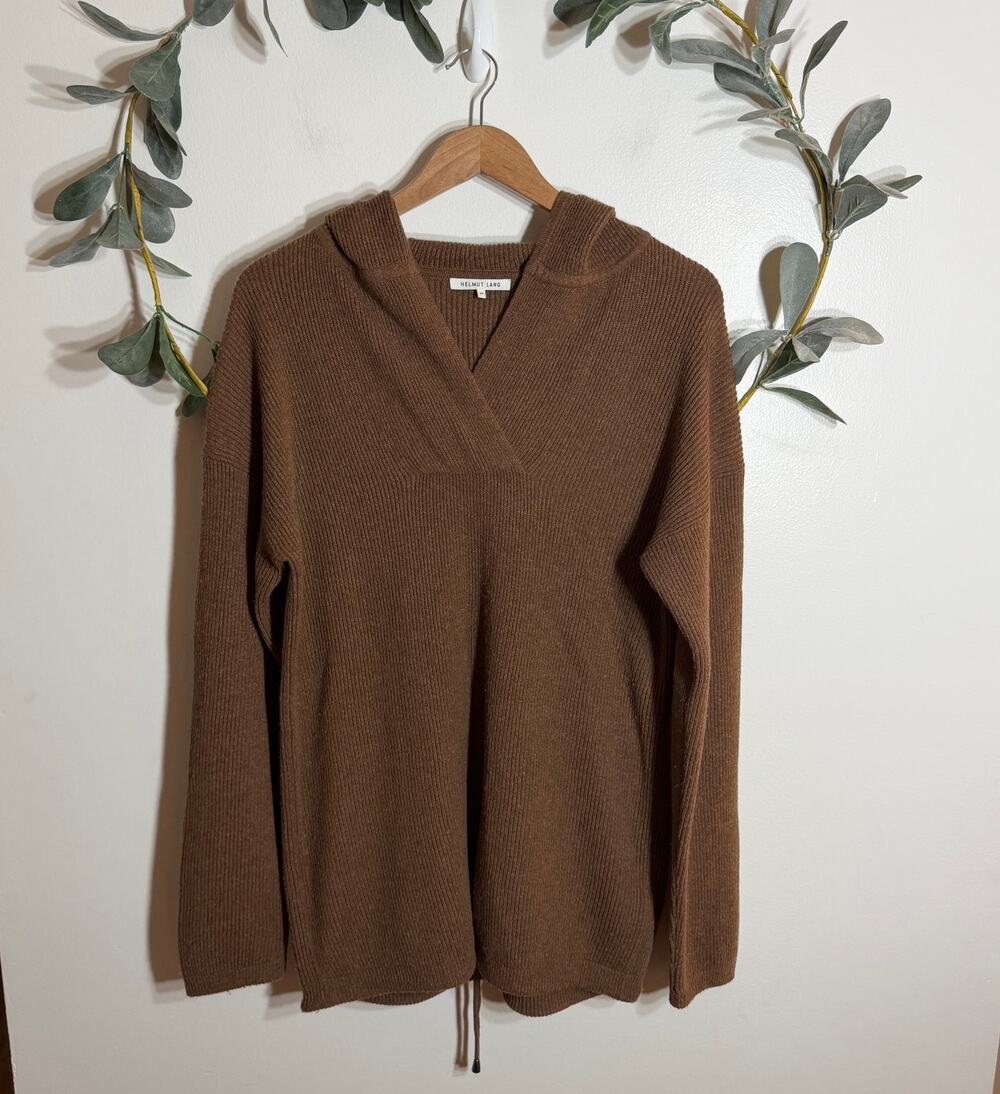 Helmut Lang Cashmere Blend Brown Hooded Sweater